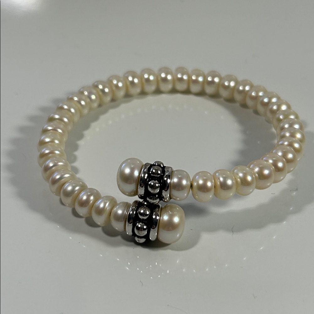 NWOT Cultured Pearl Sterling Silver Accents Designer Bracelet